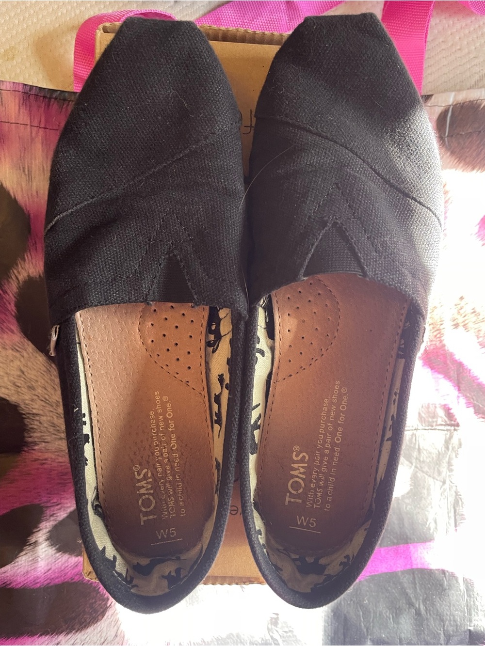 Toms Black Canvas Slip-On Flats